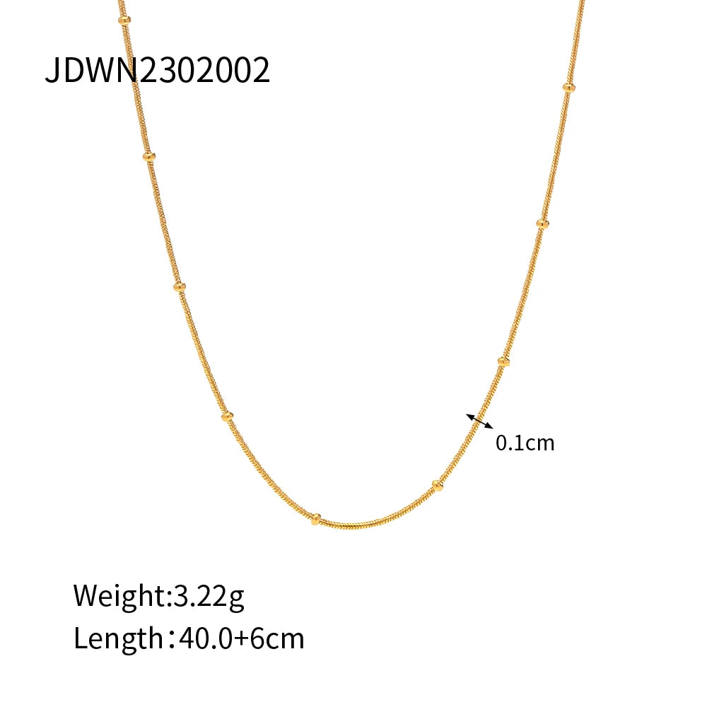 Uworld Geometric Round Snake Chain Choker Wedding Stainless Steel Interval Bead Chain Necklace for Girls bijoux femme