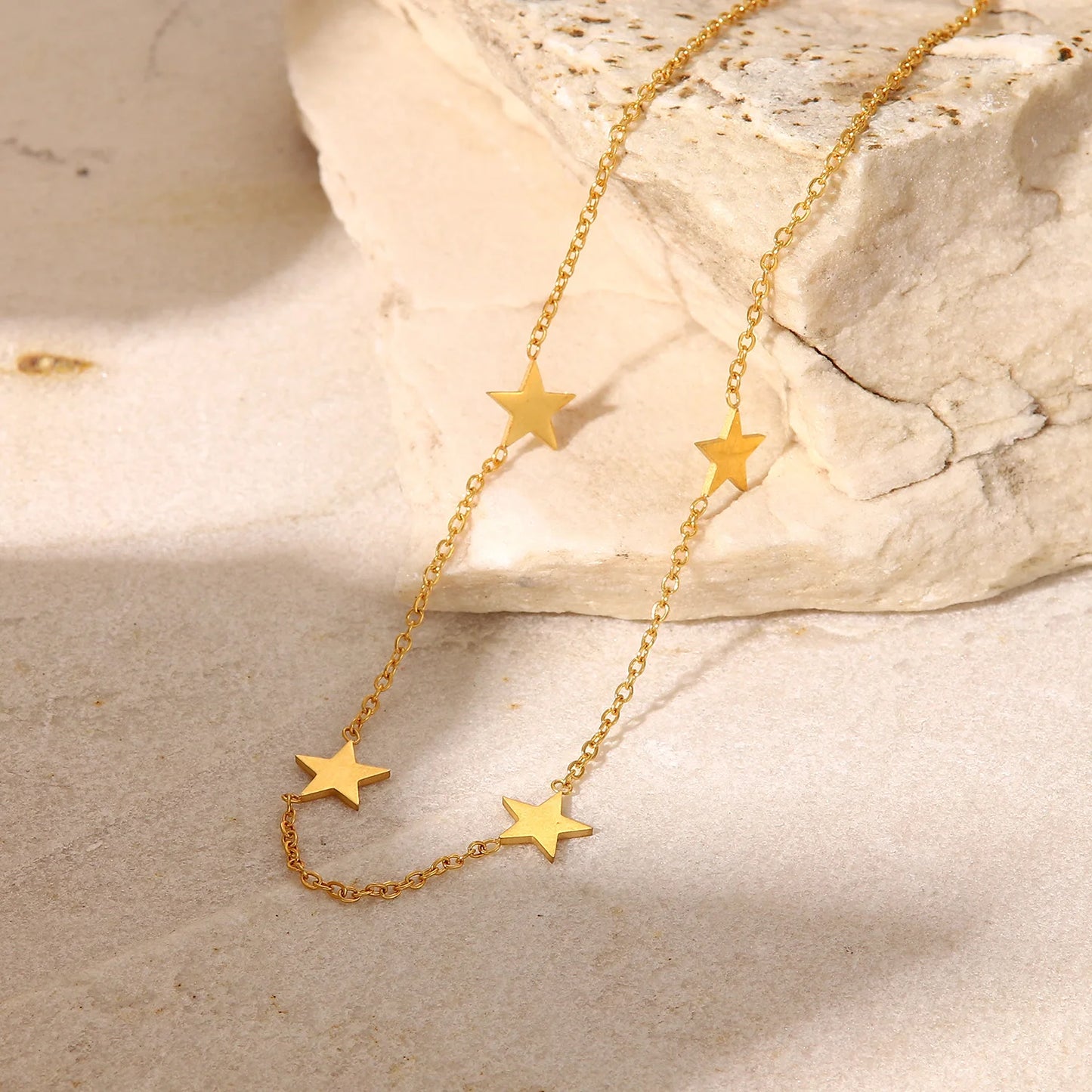 Simple 18k Gold Plated Stainless Star Tassel Pendant Necklace Lady Retro Fashion Creative Necklaces Girl Glamour Jewelry