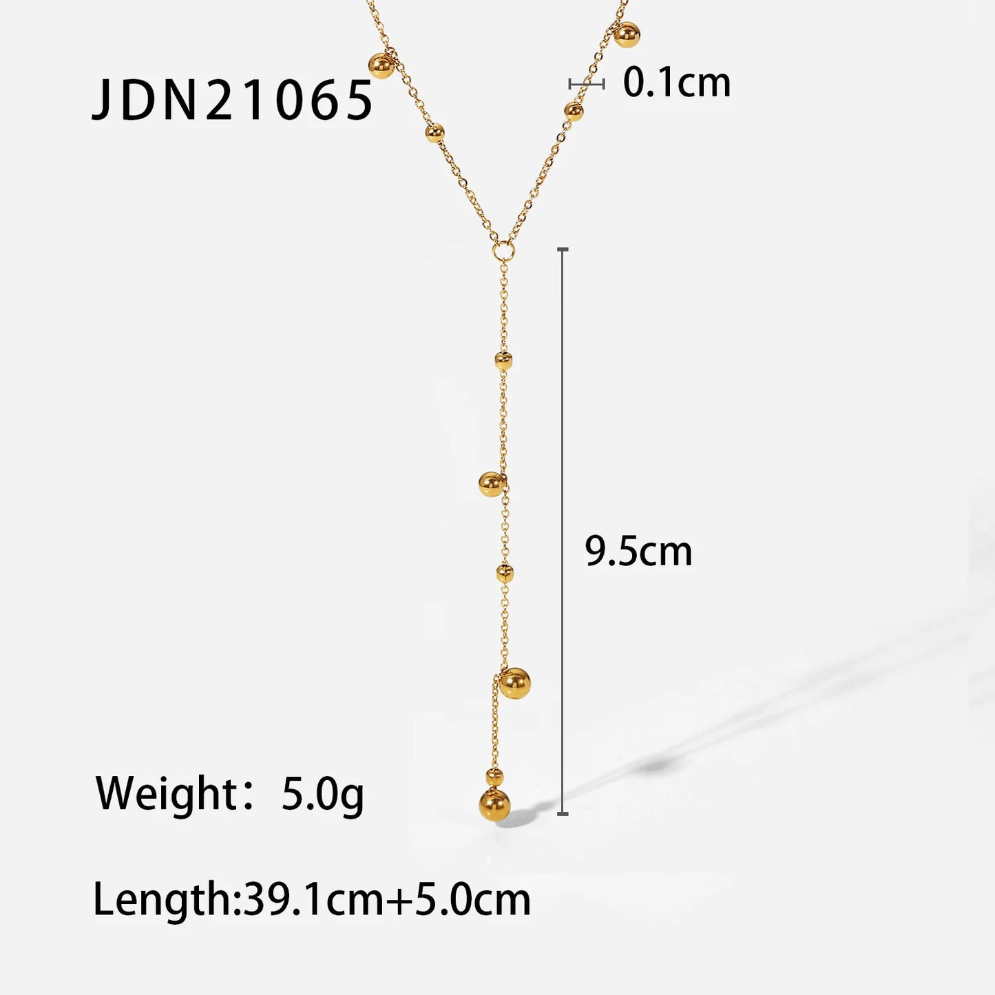 Uworld INS Popular 18K Gold Plated Long Tassel Bead Chain Choker Gift Stainless Steel Round Bead Tassel Charm Necklaces for Wome